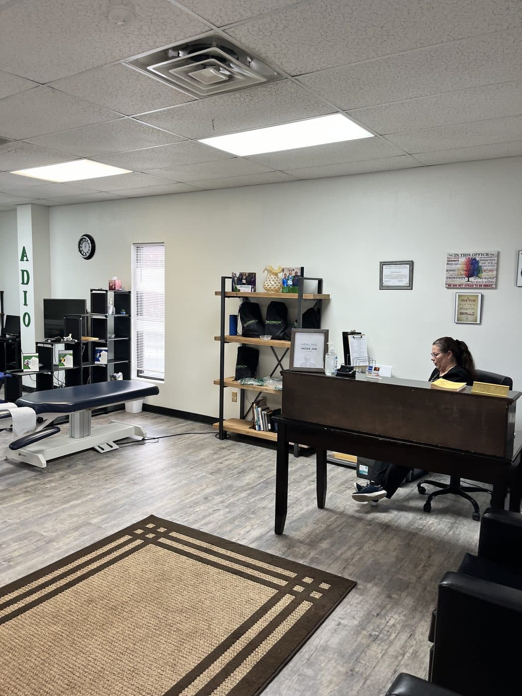 Reception desk and check-in area at BioSpine Health and Wellness in Lake City, SC